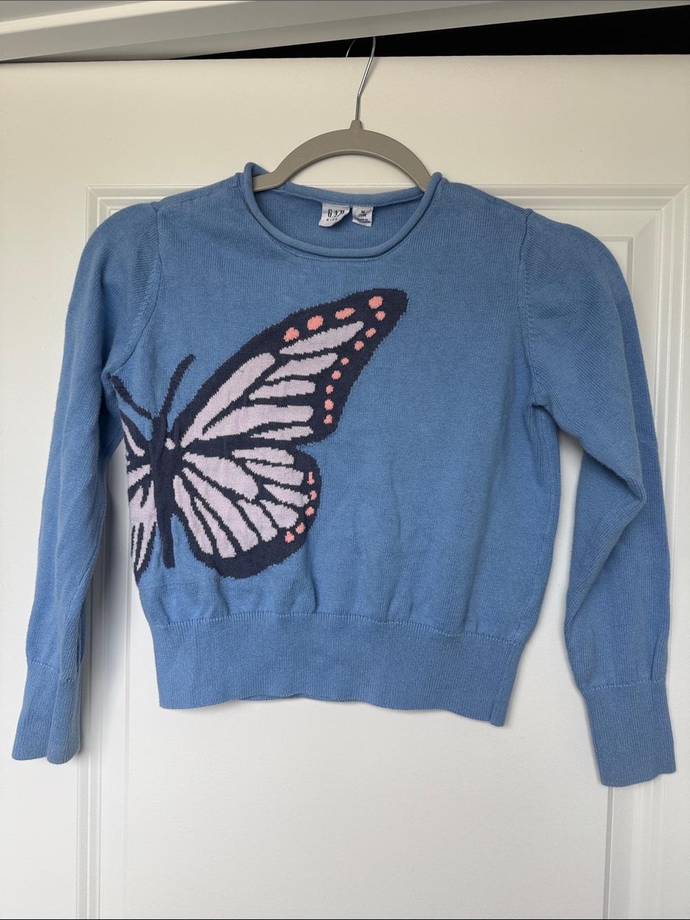 Girls GapKids Blue Butterfly Sweater Size Medium 7/8
